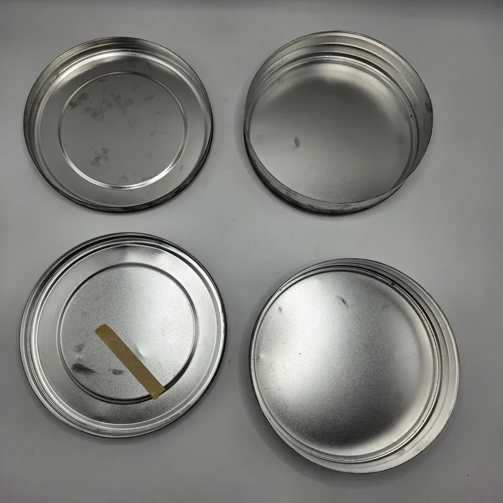 Eastman Film Reel Canister Lot 2 Vintage Metal 7in Silver Movie Prop Industrial